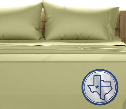 TEXAS LINEN CO. 100% Egyptian Cotton King Size Sheet Set - 1000 Thread Count 4 PC Cotton Sheets for King Bed, Soft, Cooling Extra Long Staple Luxury Sheets - Fits Upto 18” Deep Pocket - Sage Green