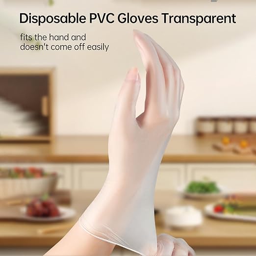 Jointown Basic Medical Clear Vinyl Exam Gloves - Latex-Free & Powder-Free - VGPF3003 (box of 100,Clear), Large