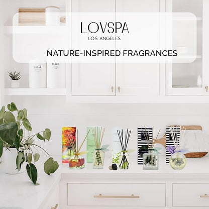 LOVSPA Reed Diffuser Set, Ocean Flowers Scented Oil Diffuser with Sticks, Home Fragrance Accessories for Bathroom Shelf Decor, Aroma Diffusers for Home or Office Desk, USA Made