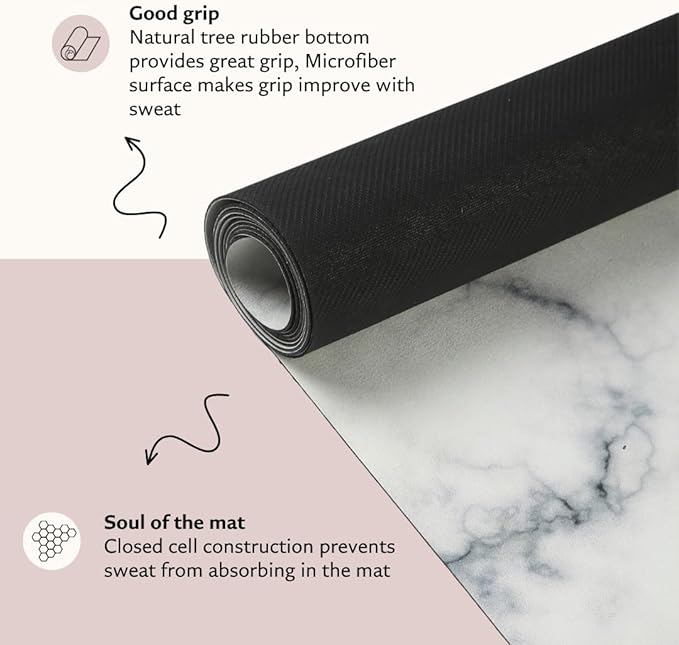Suede yoga mat - Premium Printed Natural Eco-friendly Non-Slip Mat Great for Hot Yoga, Pilates, Workouts (72 inch x 24 inch x 3mm thick)
