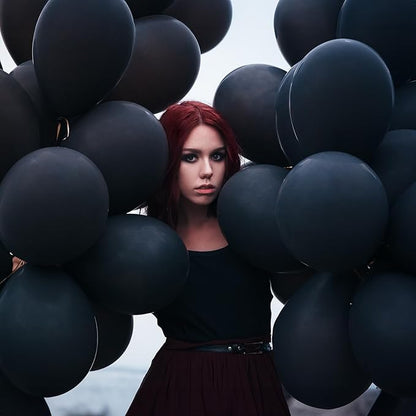 Black Balloons 12 Inch, 50Pcs Black Balloon Matte Black Latex Balloons for Arch Black Party Helium Balloons for Birthday Wedding Baby Shower Halloween New Year Graduation Party Decorations