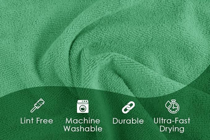 Avalon Towels Microfiber Cleaning Cloths (Value Pack of 36) - Size 16 x 16 Inches, Highly Absorbent Cleaning Rags, Lint Free, Reusable and Washable, Microfiber Towels for Cars (Green)