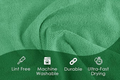 Avalon Towels Microfiber Cleaning Cloths (Value Pack of 48) - Size 16 x 16 Inches, Highly Absorbent Cleaning Rags, Lint Free, Reusable and Washable, Microfiber Towels for Cars (Green)
