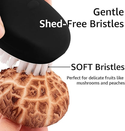 Professional Veggie Brush – Heavy Duty Root & Leafy Vegetable Cleaner , Dual-Action Potato Scrubber & Fruit and Vegetable Brush , Your Home Essentials (Black 2-Pack)