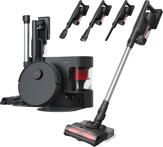 Yeedi C12 Combo Cordless Stick Vacuum & Robot & Mopping, All-in-one Cleaning Combot, with Dual Auto Self-Emptying, 10000Pa Suction & Lightweight, ZeroTangle Brush for Hard Floor, Carpet & Pet Hair