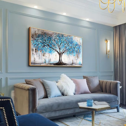 Wapluam Canvas Wall Art For Office Large Panoramic Tree Landscape Abstract Wall Paintings Living Room Wall Decorations Bedroom Decor Wood Framed Prints Textured Pictures Artwork Modern Hotel Decor