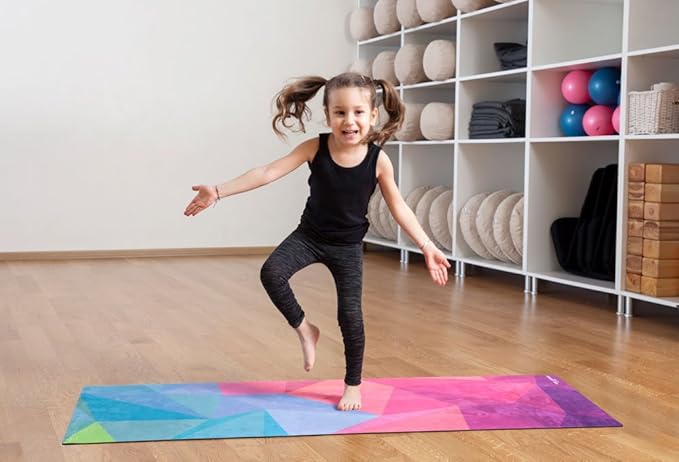 Yoga Design LAB | The Kids Yoga Mat | Eco-Friendly + Supportive + Colorful Childrens Play | Yoga, Exercise | Carrying Strap!