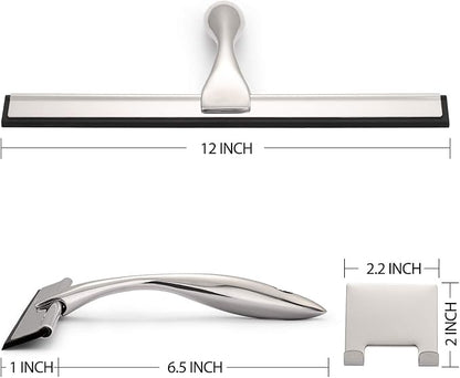Hiware All-Purpose Shower Squeegee for Shower Doors, Bathroom, Window and Car Glass - Stainless Steel, 12 Inches
