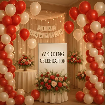 Red Balloons 100 Pack, 12 Inch Latex Helium Dark Red Balloons Garland for Elegant Birthday Wedding Baby Shower Graduation Arch Party Decorations