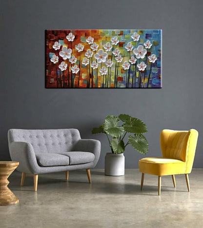 YaSheng Art - 100% Hand painted Art Beautiful colorful Oil Paintings On Canvas Abstract Art Texture Flowers Paintings Home Interior Decor Picture Canvas Wall Art Painting (24x48inch)