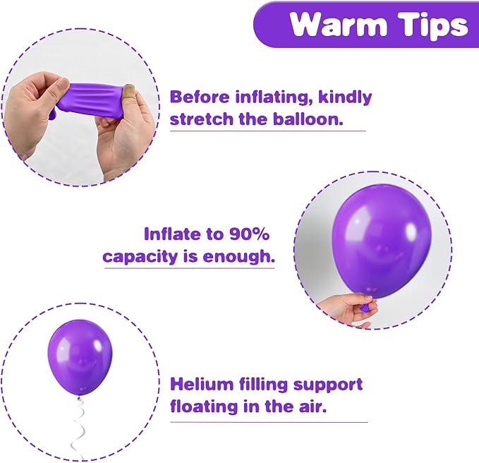 Green Purple Blue Balloons, 12 Inch Purple Green Teal Black Latex Balloons, Royal Blue Helium Support Balloon for Boys Girls Monster Theme Birthday Baby Shower Video Game Party Decorations
