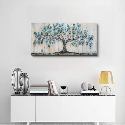 QIYILEXWART Large Wall Decor For Living Room Canvas Wall Art For Office Modern Wall Decorations For Bedroom Green Tree Landscape Painting Abstract Pictures Artwork Room Home Decor 24x48 In