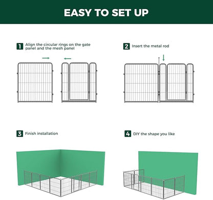 FXW Garden Fence Outdoor for The Yard – 32in(H) x 54.7ft(L) Heavy Duty Metal Animal Barrier for Dog and Rabbit, Decorative Dog Fence, 24 Panels, Silver