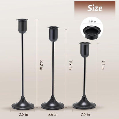 Candlestick Holders, Taper Candle Holders Set of 6, Black Candle Sticks Holder Decor Candelabra for Table Centerpiece, Fireplace Mantel & Housewarming Décor with Gift Box