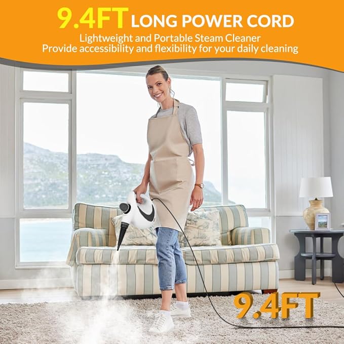 Handheld Pressurized Steam Cleaner with 12 pcs Accessories, Portable Steamer for Cleaning, Steam Cleaner for Home Use, Steamer for Cleaning Car, Furniture, Floor, Upholstery, Grout and Tile, Deep Gray