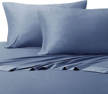 Royal Hotel Bedding Silky Soft, Viscose from Bamboo, and Cotton Blend Sheet Set, 100% Luxury Blend, 60% Viscose Made from Bamboo and 40% Cotton Bed Sheets, Top Split King Size, Periwinkle