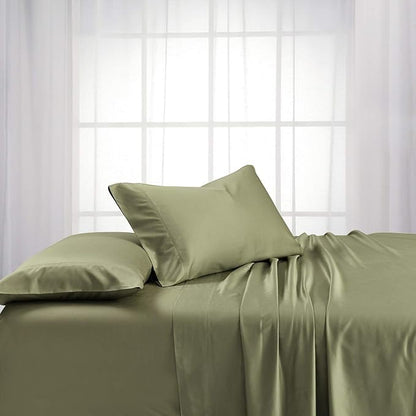 Royal Hotel Bedding ABRIPEDIC Sheets, Viscose from Bamboo, Sheet Set 600 Thread Count, Silky Soft Sheets, Viscose from Bamboo, Sheet Set, California-King, Sage