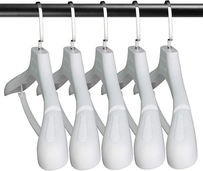 DEDU Suit Hangers for Men 6 Pack, White Coat Hangers Extra Wide Non Slip Width 17.7", Thick Plastic with Pants Bar & Metal Hook