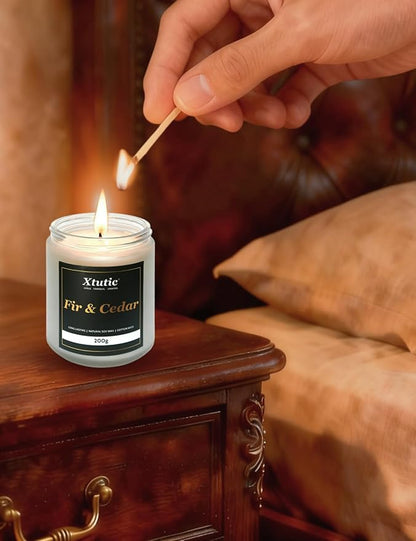 Scented Soy Candles, 7oz in White Frosted Jar - 50-Hour Burn Time, Aromatherapy Candle for Home Decor, Cozy Gifts for Any Occasion,Ideal Gifts for Women(Fir Cedar)