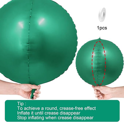 12Pcs Green Round Foil Balloons, 22" 15" 10" 4D Helium Ball Balloon, Metallic Green Foil Balloon for Birthday Graduation Wedding Anniversary New Year Eve Disco Prom Party Decorations