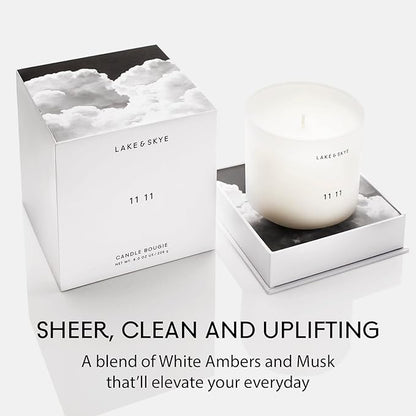 Lake & Skye 11 11 Scented Soy Candle - Lead-Free Cotton Candle Wick (50 Hours of Burn Time) - Clean, Sheer, Uplifting Scent