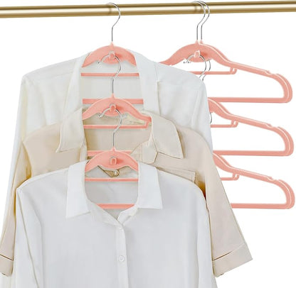 Velvet Clothing Hangers Slim Stackable Non-Slip Pink Suit Hanger Space Saving Clothes Hanger Heavy Duty Adult Hangers with 360°Swivel Hook Pack of 20