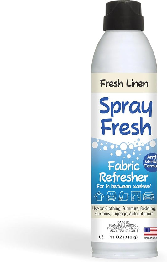 Spray Fresh Fabric Refresher - Deodorizer & Freshener for Clothing, Bedding, Furniture & More - Eliminate Smoke Smell & Pesky Odors - Helps Prevent Fabric from Wrinkling (Fresh Linen 3.5oz)