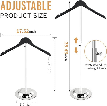 20-35 Inch Height Adjustable Shirt Display Stand, T Shirt Display Stand for Vendors, Mannequin Torso for Clothing Dress Garment Coat Retail (Wooden-black, 1 Pcs)