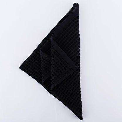 PÜSKÜL Organic Waffle Hand & Kitchen Towel 100% Turkish Cotton Set of 3 Black - Premium Quality, Soft, Quick-Dry, Absorbent, Lint-Free Waffle Weave Towels (3, Black)