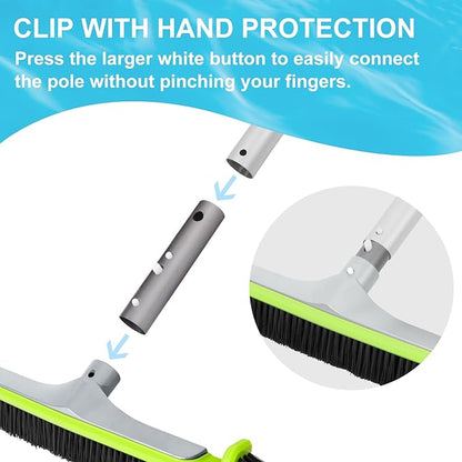 Sepetrel Upgraded Pool Brush Head for Cleaning Pool Walls,Heavy Duty Inground/Above Ground Aluminum Swimming Pool Scrub Brushes with Curved Ends & Premium Strong Bristle