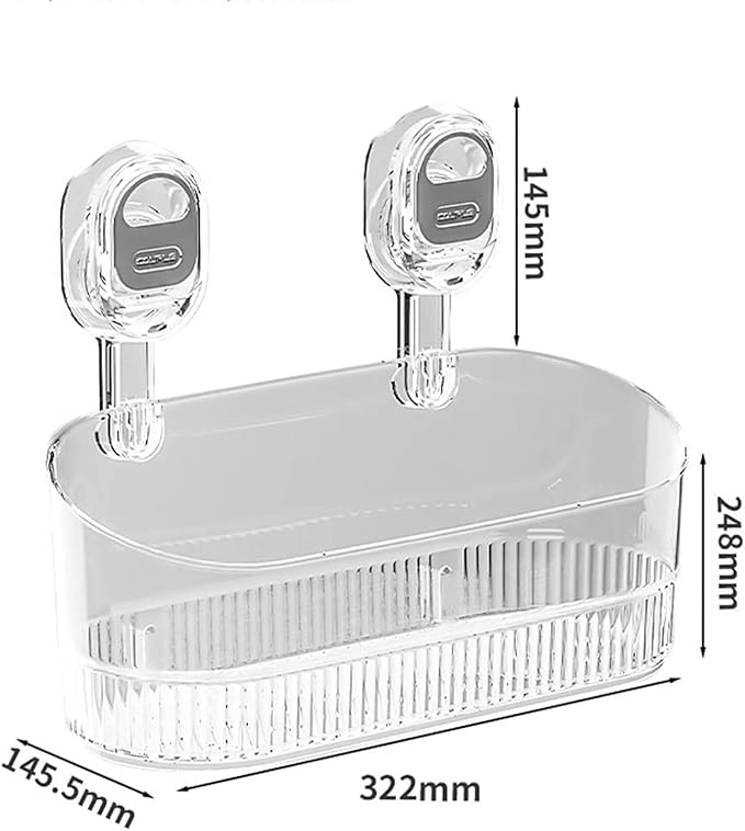 No-Drill Bathroom Suction Storage Box – Large Capacity & Strong Load-Bearing,Corrugated Suction Cup Storage Holder,No Drill Hanging Mount Holder Bathroom Organizers And Storages Shelf (2PCS-B)
