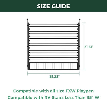 FXW Instant Unleashed Dog Playpen, Portable Pet Fence for Outdoor, RV Trips, and Camping, 32 inch, 48 Panels for Small and Medium Dogs with RV Step Grid│Patented