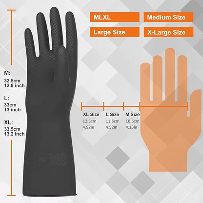 Beieverluck 10 Pairs Chemical Resistant Gloves Large Rubber Cleaning Gloves Heavy Duty Dishwashing Gloves Protective Safety Work Gloves, Medium