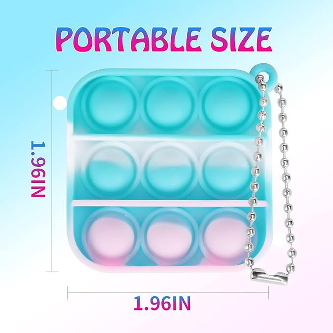 150 PCS Mini Pop Fidget Toys Bulk Party Favors, Silicone Squeeze Pop Bubble Keychain Fidget Sensory Toys for Kids, Easter Party Bag Fillers
