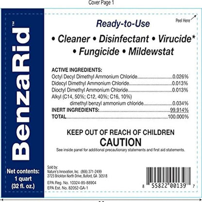 Hospital Disinfectant Virucide Spray Kills 99.99% of MRSA, COVID-19, H5N1, Staph, Avian Flu, Bacteria & Mold | EPA Reg. for Medical, Dental, Veterinary, Farm & Home Use 32 oz