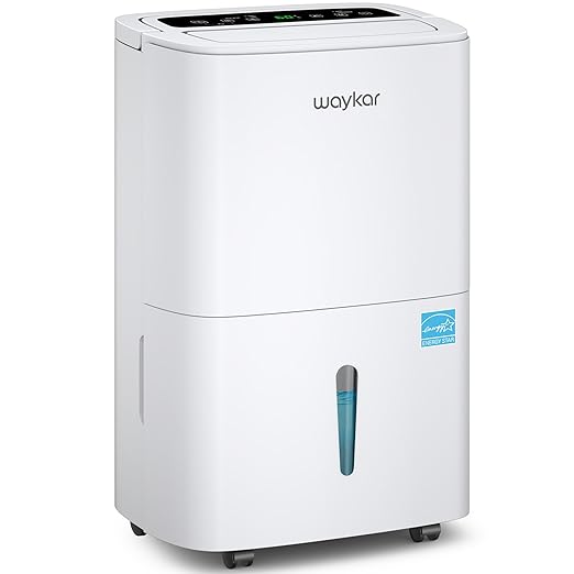 Waykar 120 Pints 2025 Energy Star Home Dehumidifier for Spaces up to 6,000 Sq. Ft at Home, in Basements and Large Rooms with Drain Hose, Handle, Auto Defrost and Self-Drying.