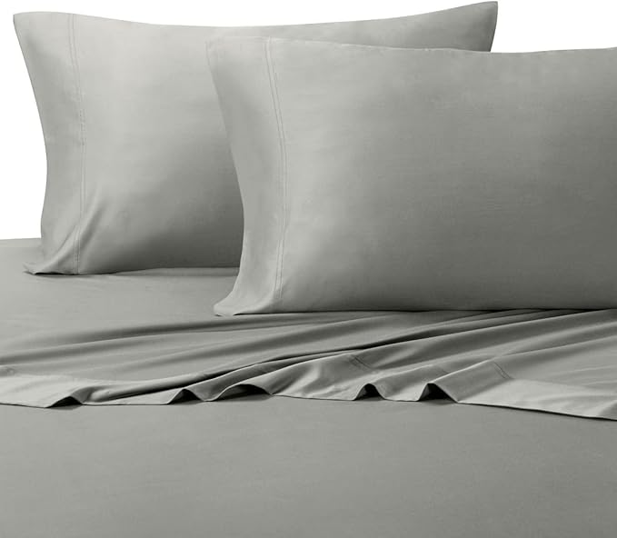 Royal Hotel Bedding Silky Soft, Viscose from Bamboo, and Cotton Blend Sheet Set, 100% Luxury Blend, 60% Viscose Made from Bamboo and 40% Cotton Bed Sheets, Top Split King Size, Gray
