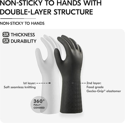 Vgo... 1 Pair Household Cleaning Gloves Infused with Rresh Rich Aromas, Lined Long Sleeves Kitchen Gloves for Bathroom, Gardening & Pet Care (Gray, M, TP1117)