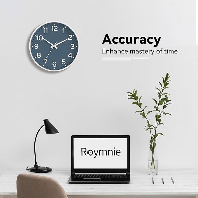 Wall Clock, Silent Wall Clocks Battery Operated 8 Inch-Modern Non Ticking Analog Clock Decorative for Kitchen Office Bathroom Bedroom(Azure Blue)