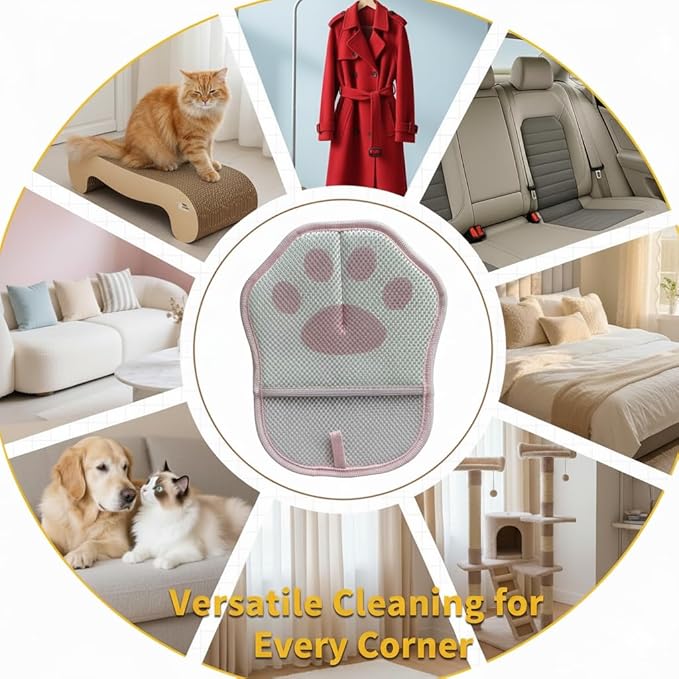 Pet Hair Remover Gloves (2 Pack), Reusable Electrostatic Cleaner for Furniture, Clothes & Car Interiors – Eco-Friendly, No Sticky Rollers