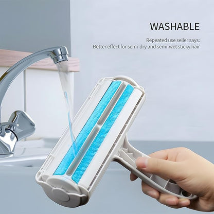 Pet Hair Remover and Reusable Lint Roller - Cat and Dog Hair Remover for Furniture, Couch, Carpet, Clothing and Bedding - Portable, Multi-Surface Fur Removal Tool (Blue)