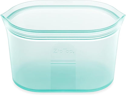 Zip Top Reusable Food Storage Bags | Large Dish [Teal] | Silicone Meal Prep Container | Microwave, Dishwasher and Freezer Safe | Made in the USA
