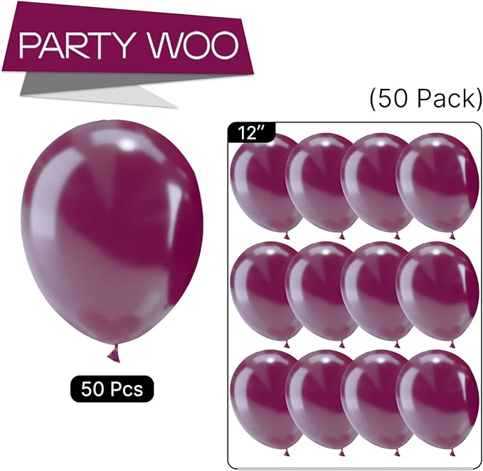 PartyWoo Dark Purple Balloons 50 pcs 12 Inch Pearl Grape Plum Shades Balloons for Birthday Gender Reveal Baby Shower Anniversary Graduation Wedding Party Decorations Purple-Z07