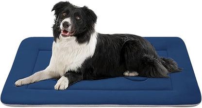 JoicyCo Dog Bed Soft Dog Crate Pad Mat for Medium/Large Dogs 36 in Non-Slip Bottom Washable Dog Sleeping Mattress Pet Beds Cat Beds Kennel Pads, Dark Blue