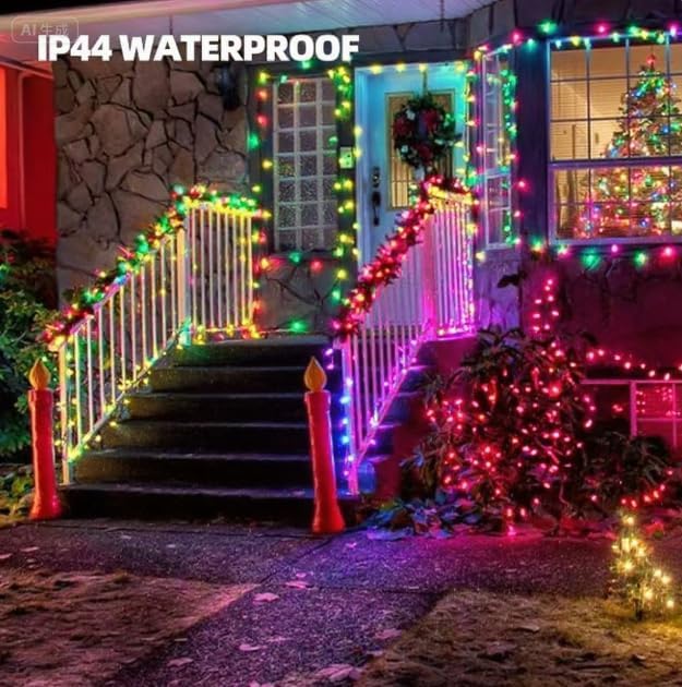 Christmas Lights Multicolor,Incandescent Light String Green Wire Indoor Outdoor, 200 Counts(2x100) 45 FT Length,Tree Light, Holiday Decorations in Party Birthday Bar