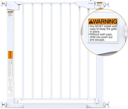Cumbor 2 Pack 29.7-54.2" Baby Gate for Stairs, Mom's Choice Awards Winner-Auto Close Dog Gate for Doorways, Easy Install Pressure Mounted Pet Gate Indoor, Wide Safety Gate for Dog, White