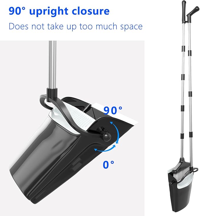 Broom with Dustpan Combo Set (54”) Long Handle Household Dust Pan for Home Office Kitchen Cleaning （Black & Grey）
