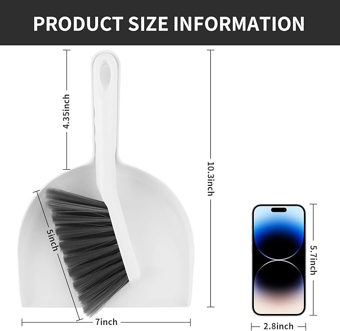 Small Broom and Dustpan Set, Dustpan and Brush Set, Small Brush and Dustpan Set, Hand Broom and Dustpan Set, Mini Handheld with Home, Desktop, Kitchen, pet