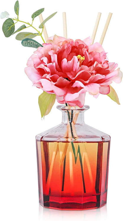 L'odeur Vill Reed Diffuser, 8.5 Oz(250ml) Jasmine Lily Bathroom Diffuser with 10 Sticks, Scented Diffuser Home Fragrance Essential Oil Reed Diffuser Set for Home Large Rooms Bathroom Shelf Decor