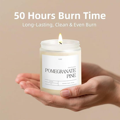 Pomegranate Pine Candles for Home Scented, 9oz Natural Soy Aromatherapy Non Toxic Candles with Essential Oil, Home Fragrance Stress Relief & Meditation Jar Candles Gifts for Women & Men
